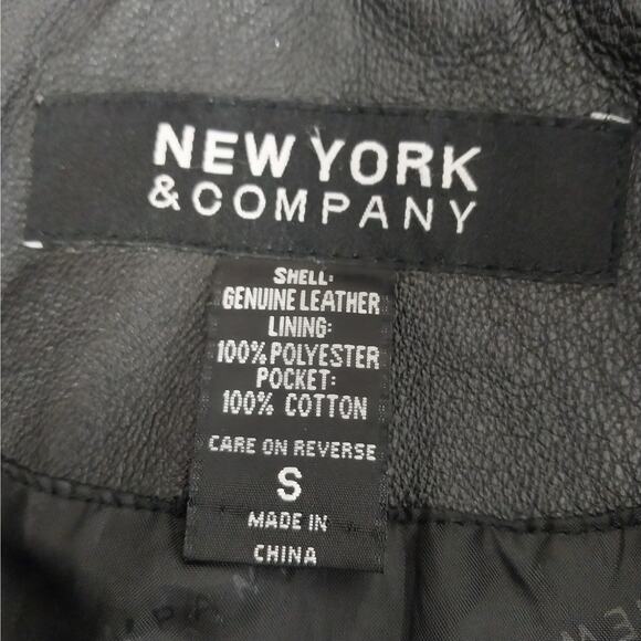 NEW YORK & CO.! BLACK GENUINE LEATHER STREAMLINED & SLEEK JACKET, COAT! SZ S - Picture 9 of 11